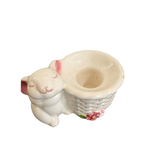 Vintage Easter 3 Piece Avon 1985 Ceramic Bunny & Floral Trinket Tray And Vase Se - Picture 11 of 11